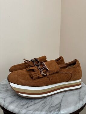 Coconuts by Matisse Bess Platform Loafers Women’s Size 9 Brown Fringe Chain